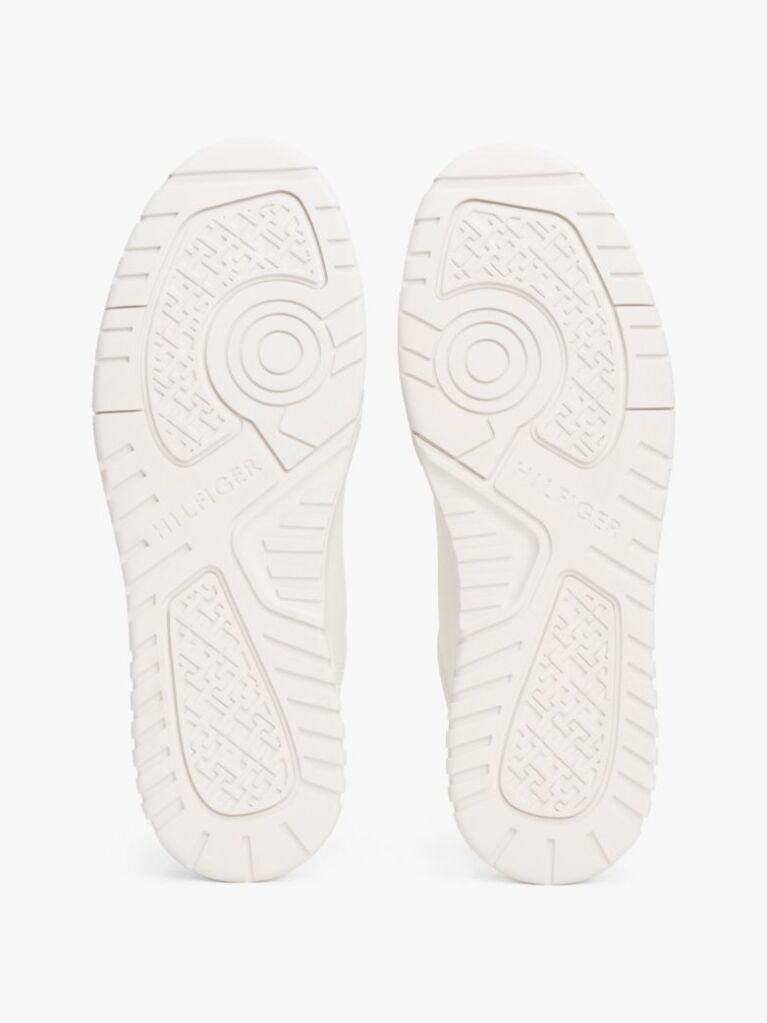 Beige Mixed Texture Basketball Trainers  Men