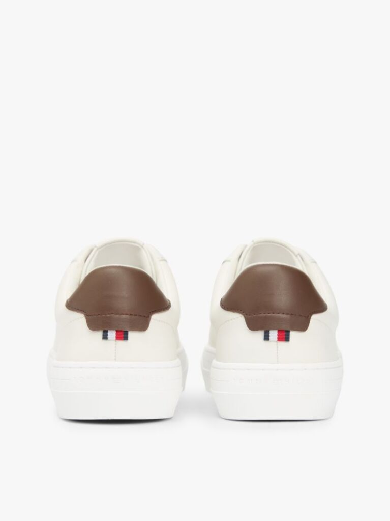 Beige Leather Cupsole Trainers  Men