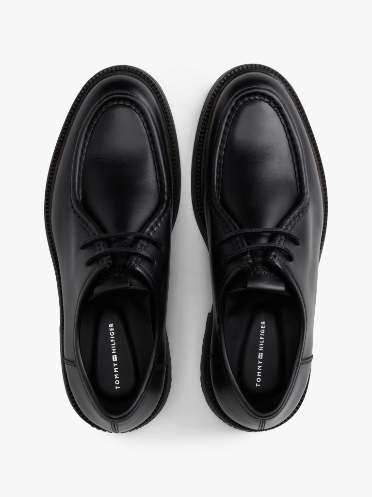 Black Lightweight Leather Moc Toe Shoes  Men