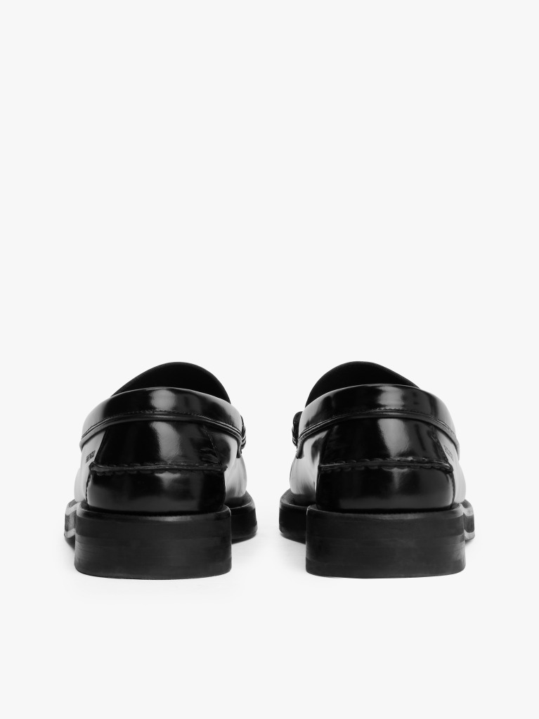 Μαύρο Δερμάτινα Loafers Με Ανάγλυφο Λογότυπο  Άνδρες