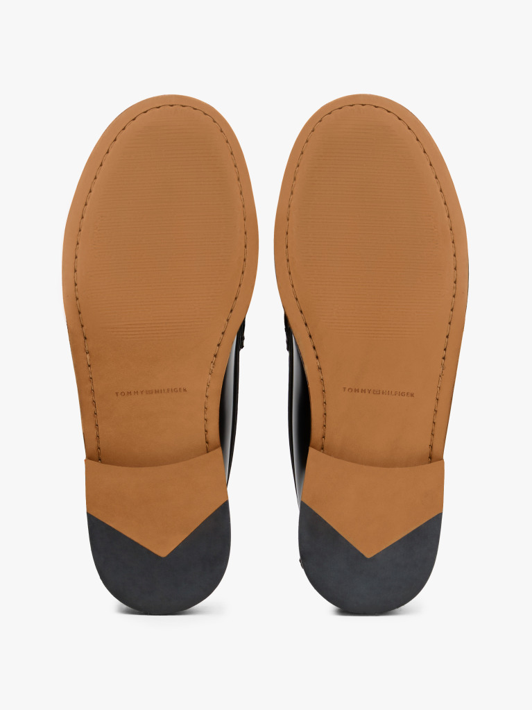 Μαύρο Δερμάτινα Loafers Με Ανάγλυφο Λογότυπο  Άνδρες