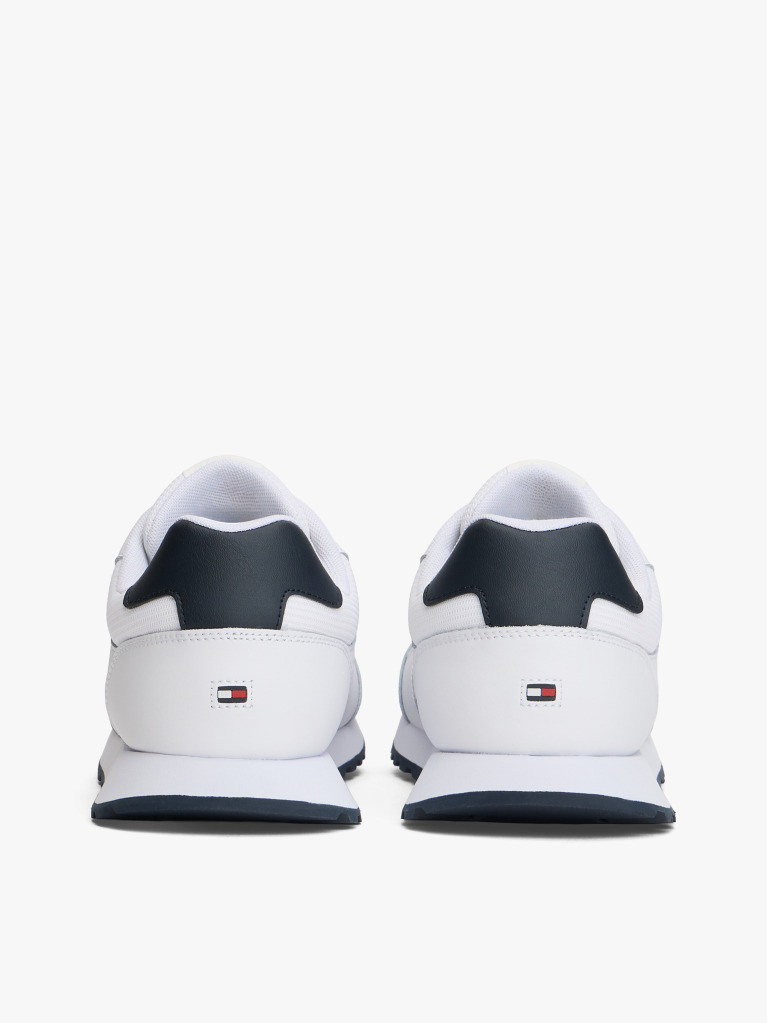 Άσπρο Δερμάτινα Sneakers Με Signature Ρίγα  Άνδρες