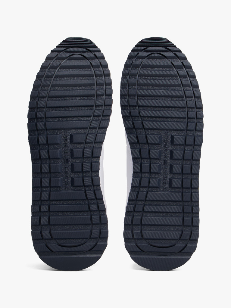 Άσπρο Δερμάτινα Sneakers Με Signature Ρίγα  Άνδρες