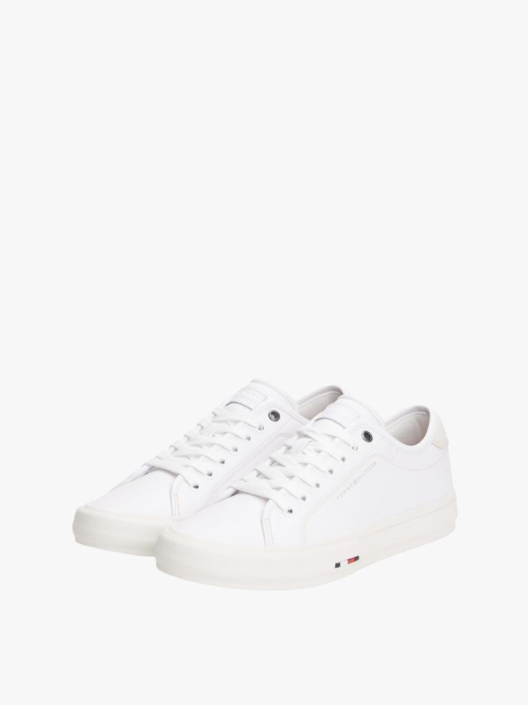 White Leather Signature Trainers  Men
