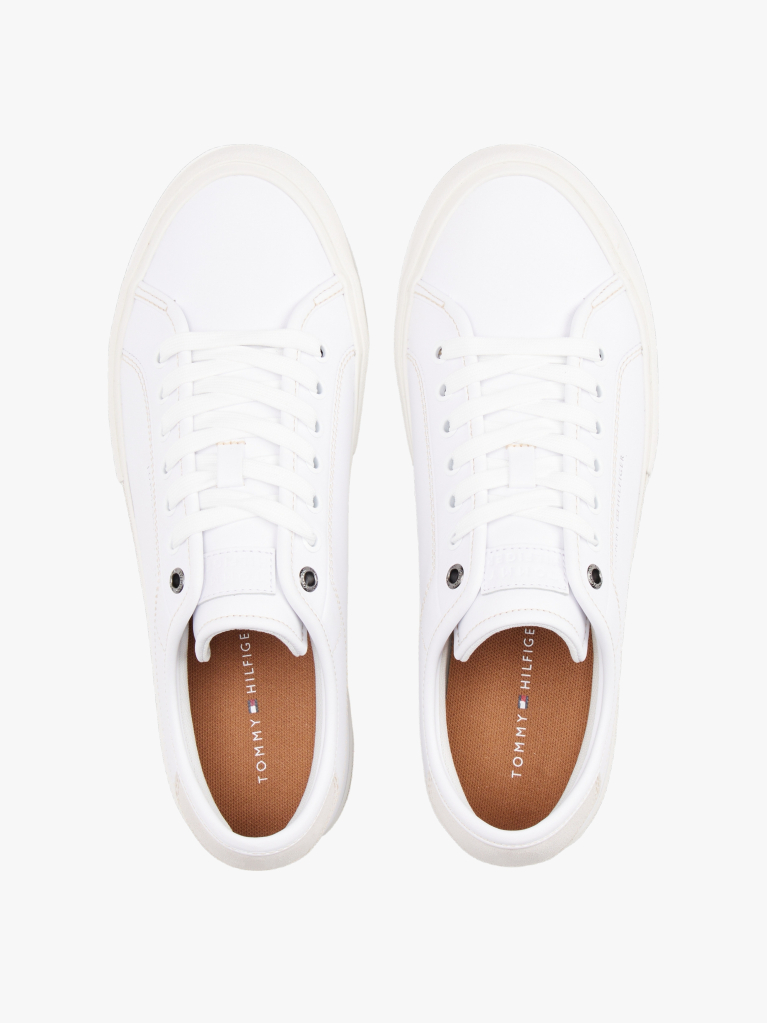 White Leather Signature Trainers  Men