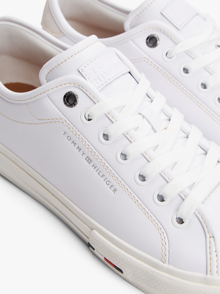 White Leather Signature Trainers  Men