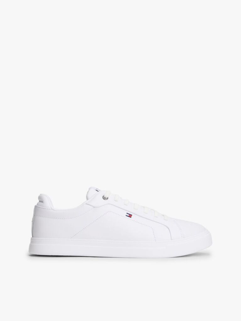 White Lightweight Leather Cupsole Court Trainers  Men