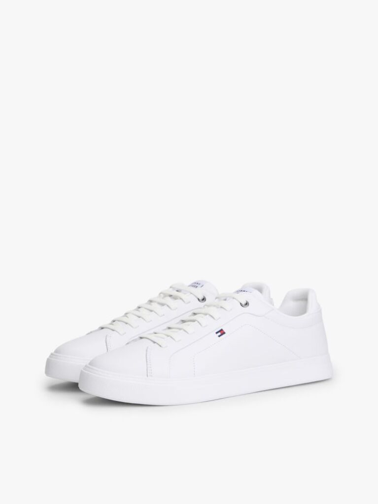White Lightweight Leather Cupsole Court Trainers  Men
