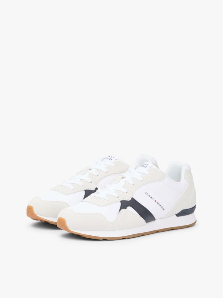 Άσπρο Sneakers Με Μίξη Υφών Και Σουέτ  Άνδρες