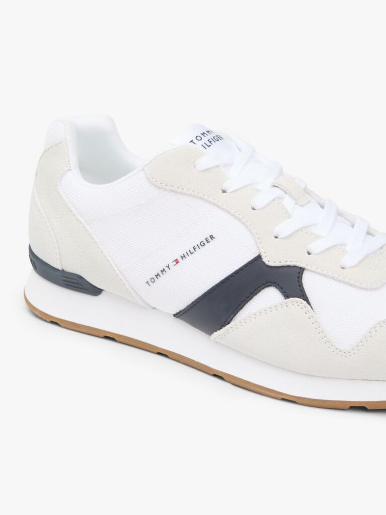 Άσπρο Sneakers Με Μίξη Υφών Και Σουέτ  Άνδρες