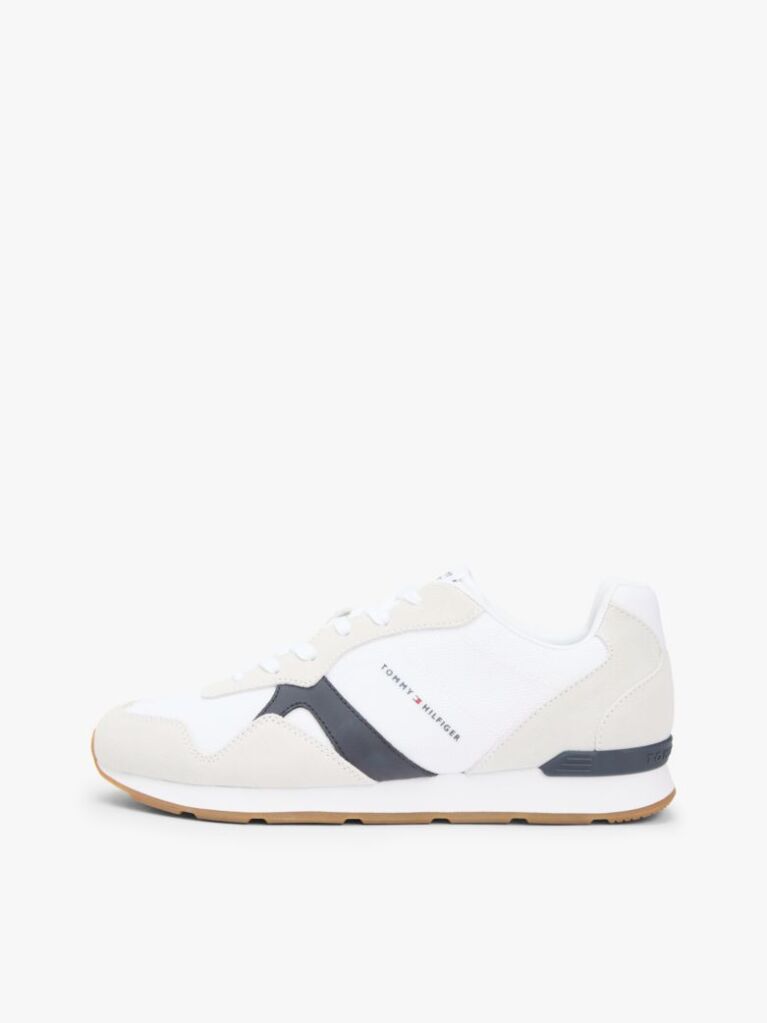 Άσπρο Sneakers Με Μίξη Υφών Και Σουέτ  Άνδρες