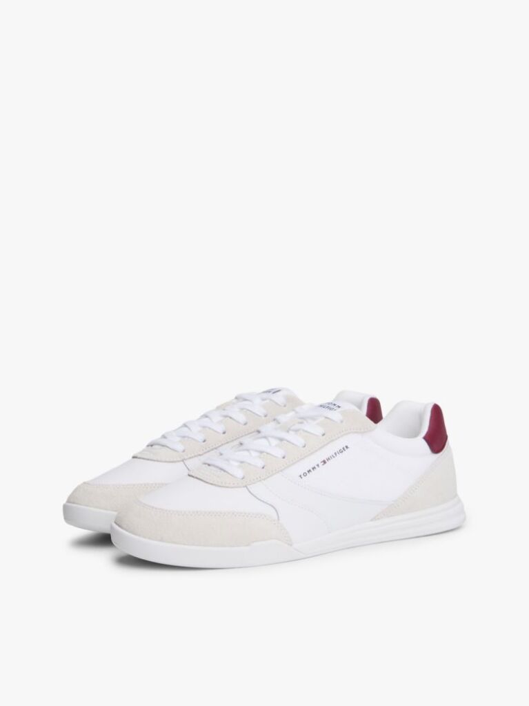 White Lightweight Sneakers With Leather  Men