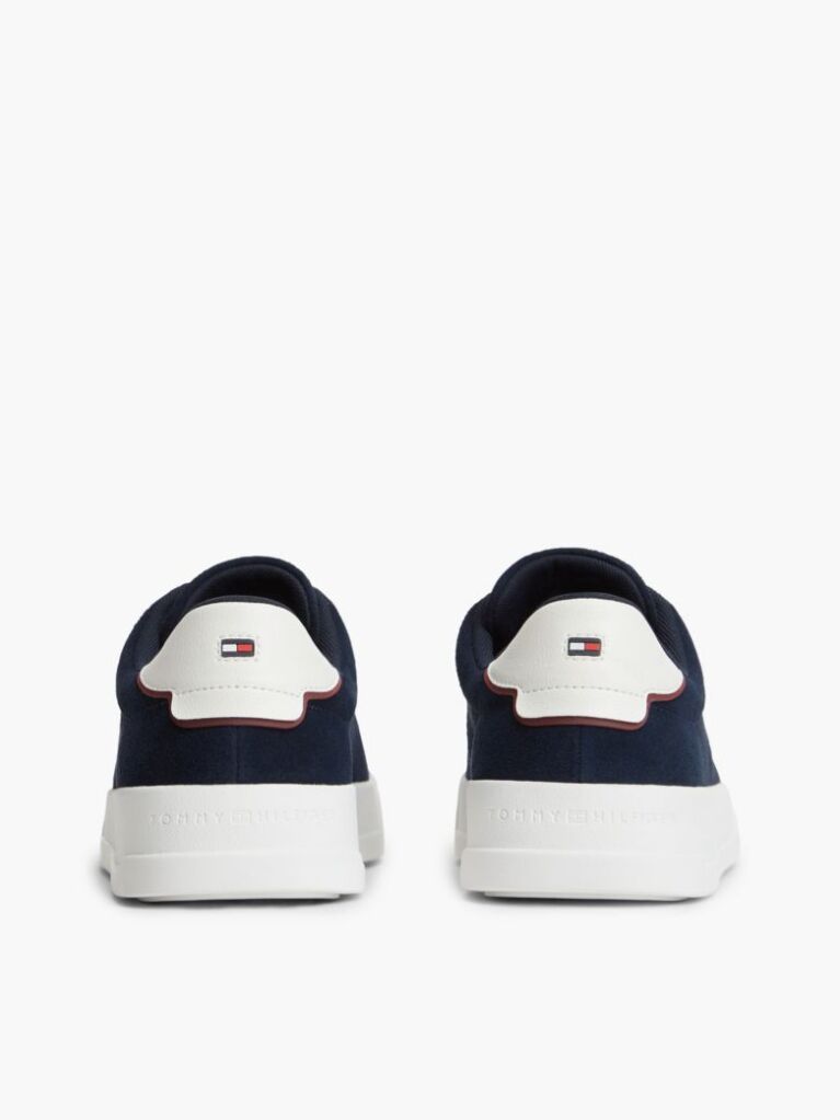 Blue Debossed Logo Suede Court Trainers  Men