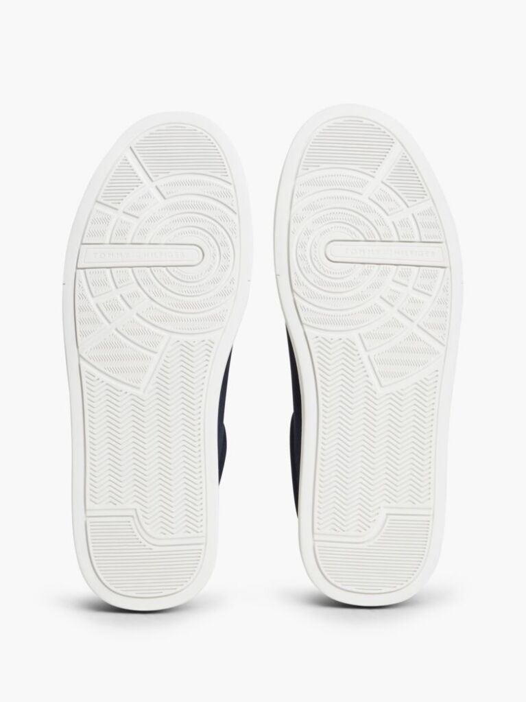 Blue Debossed Logo Suede Court Trainers  Men