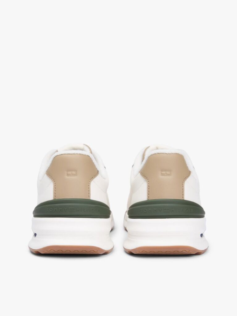 Beige Retro Mixed Texture Trainers With Leather  Men