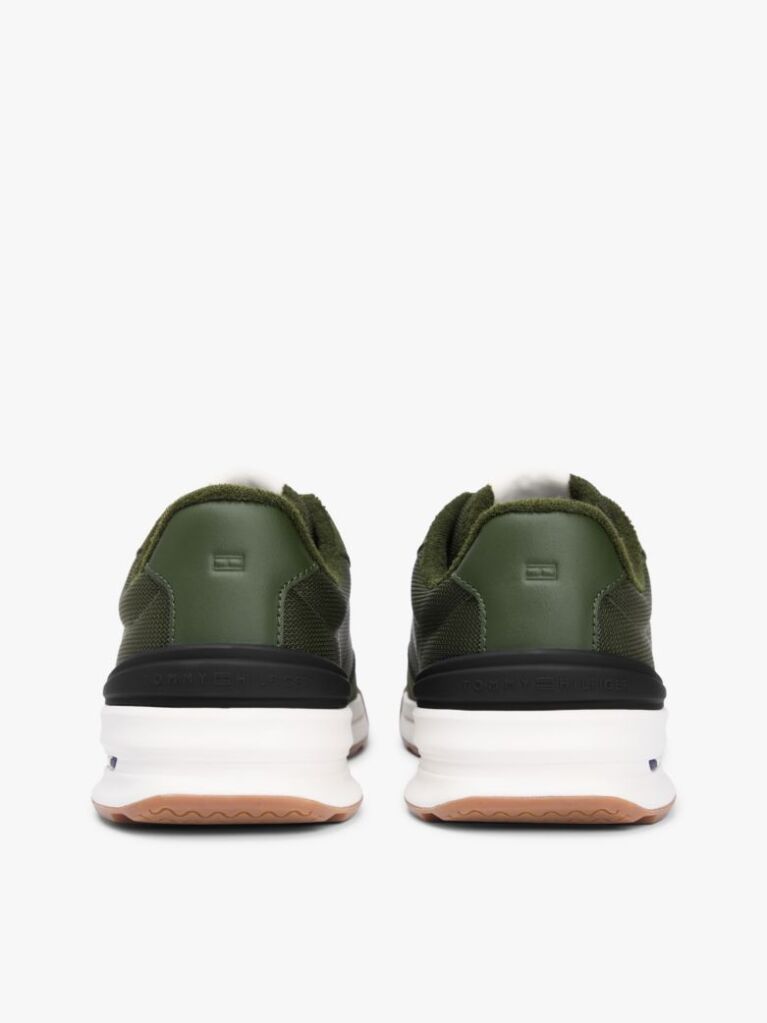 Green Retro Textured Mesh Trainers  Men