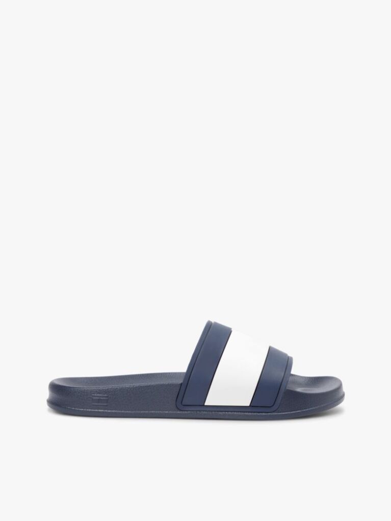 Blue Flag Strap Pool Slides  Men