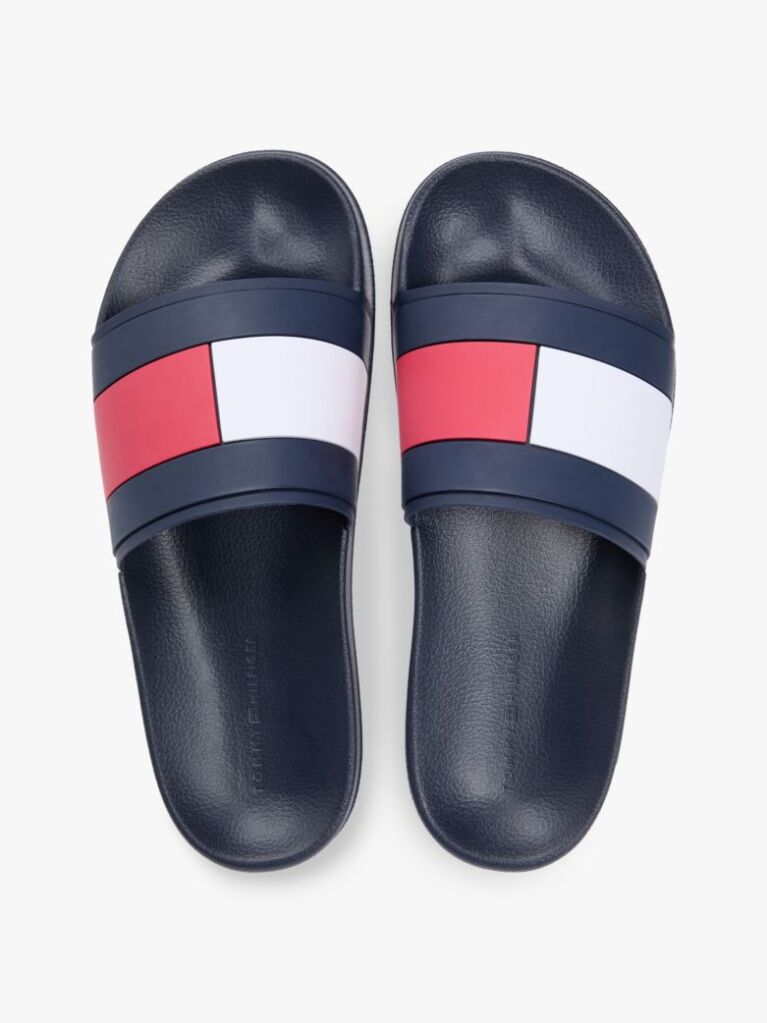 Blue Flag Strap Pool Slides  Men