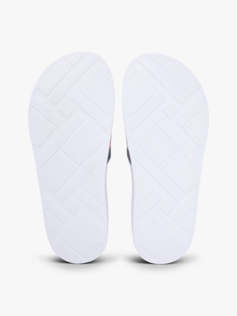 White Flag Strap Pool Slides  Men