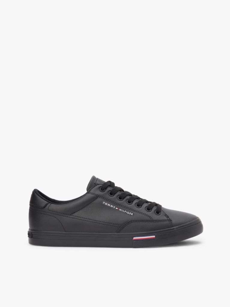Μαύρο Δερμάτινα Δετά Sneakers Με Signature Λεπτομέρεια  Άνδρες