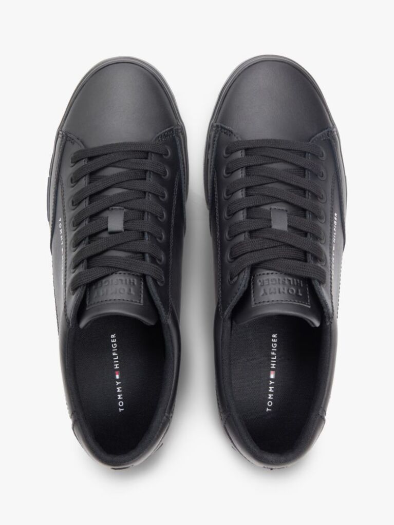 Μαύρο Δερμάτινα Δετά Sneakers Με Signature Λεπτομέρεια  Άνδρες