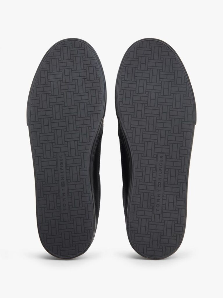 Μαύρο Δερμάτινα Δετά Sneakers Με Signature Λεπτομέρεια  Άνδρες