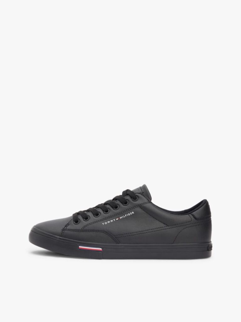 Μαύρο Δερμάτινα Δετά Sneakers Με Signature Λεπτομέρεια  Άνδρες