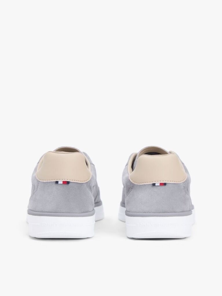 Grey Luxe Embossed Logo Suede Trainers  Men