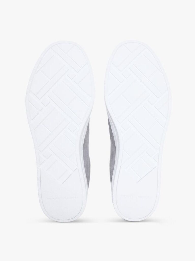 Grey Luxe Embossed Logo Suede Trainers  Men