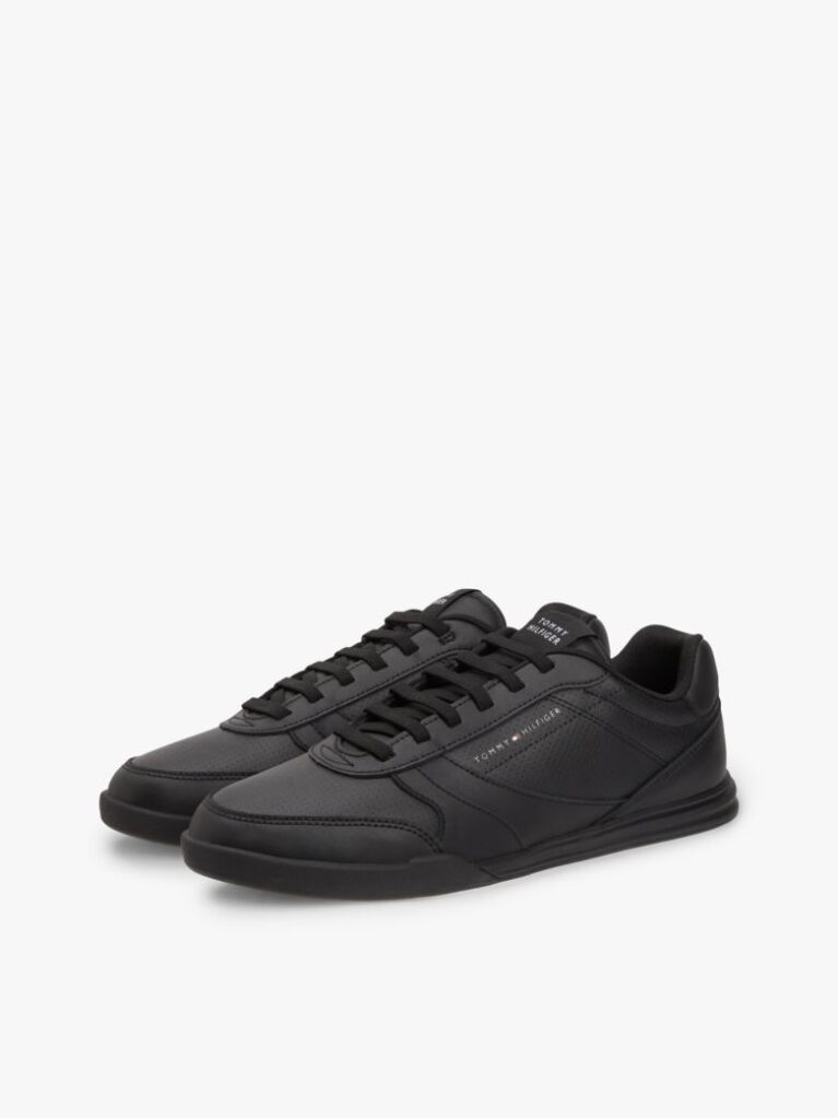 Μαύρο Δερμάτινα Sneakers Με Αντίθεση Πίσω  Άνδρες