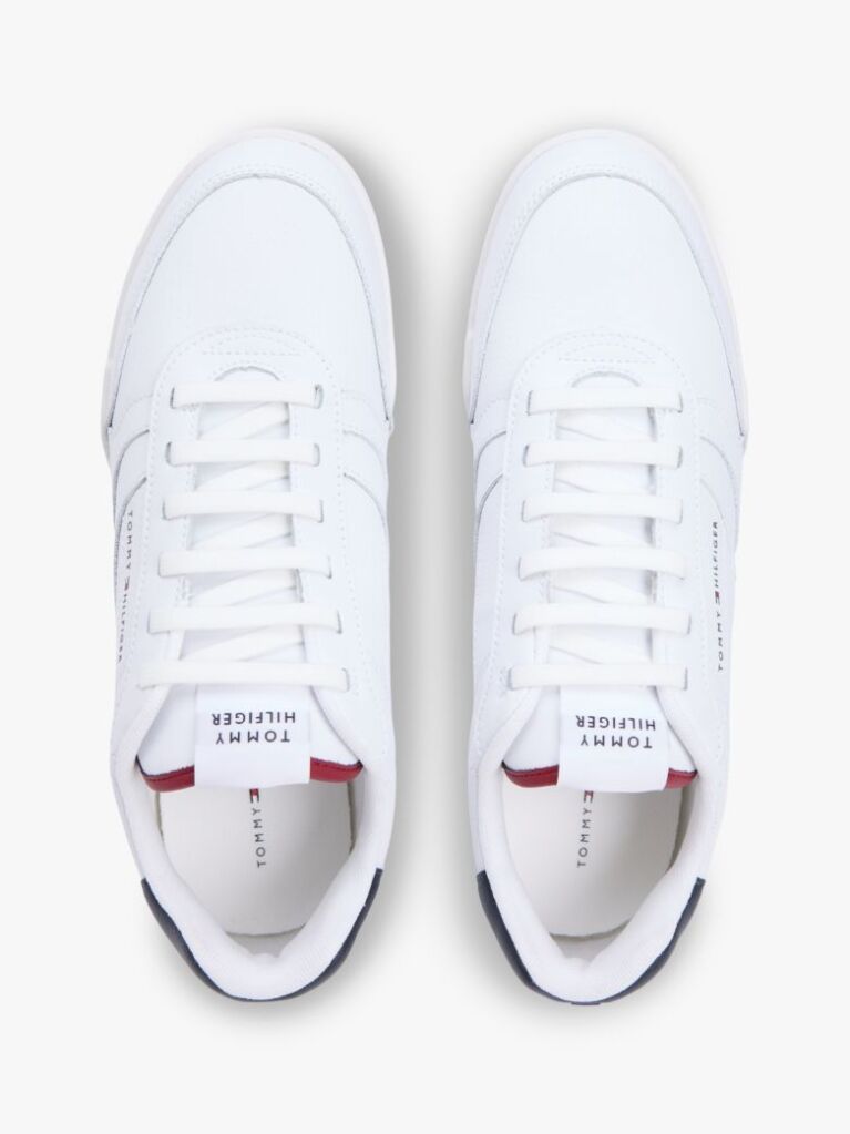 Άσπρο Δερμάτινα Sneakers Με Αντίθεση Πίσω  Άνδρες