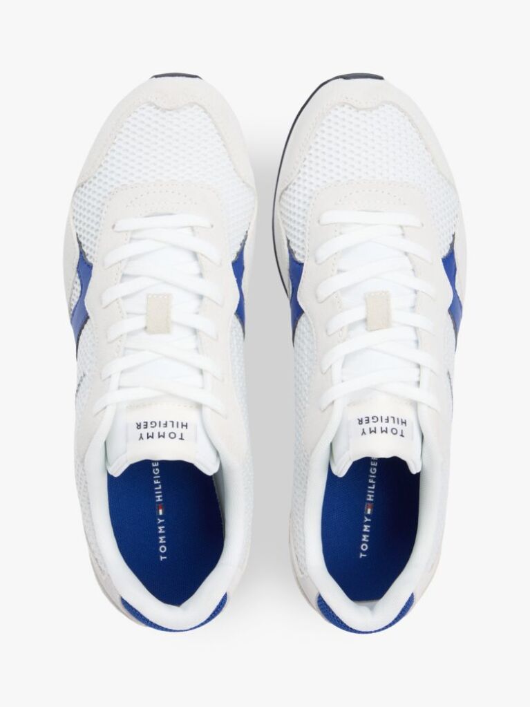 White Mixed Texture Mesh Cleat Trainers  Men
