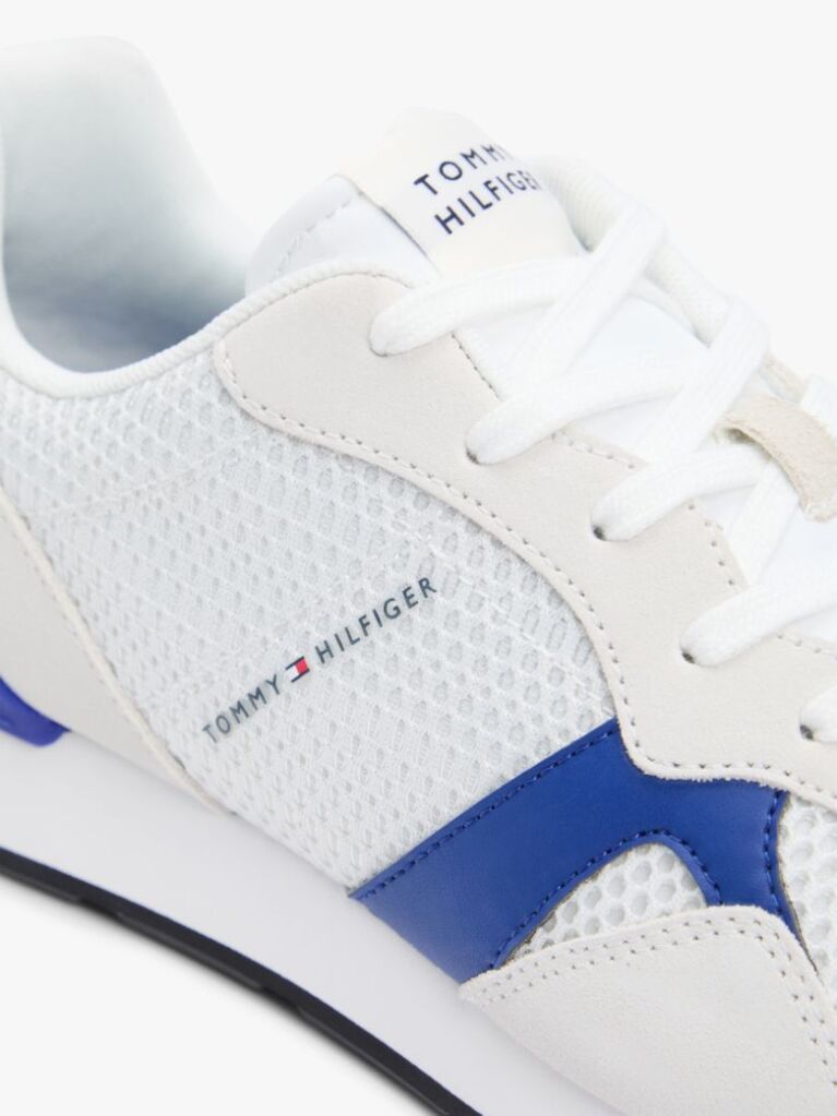 White Mixed Texture Mesh Cleat Trainers  Men