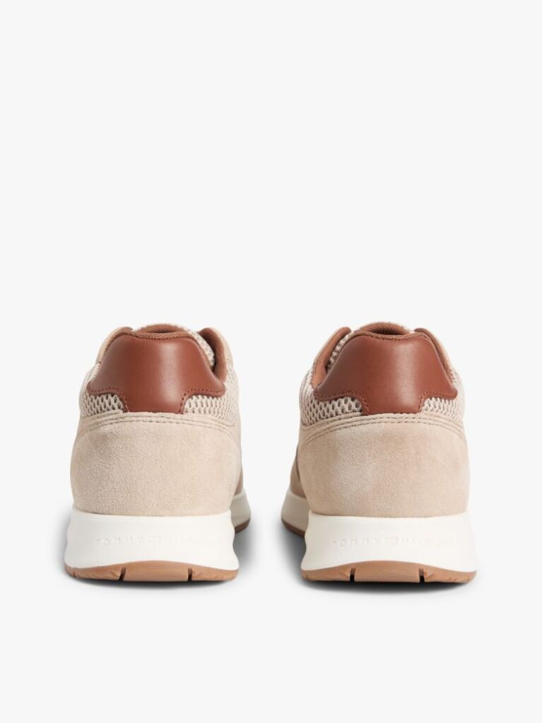 Beige Suede Mixed Texture Fine Cleat Trainers  Men