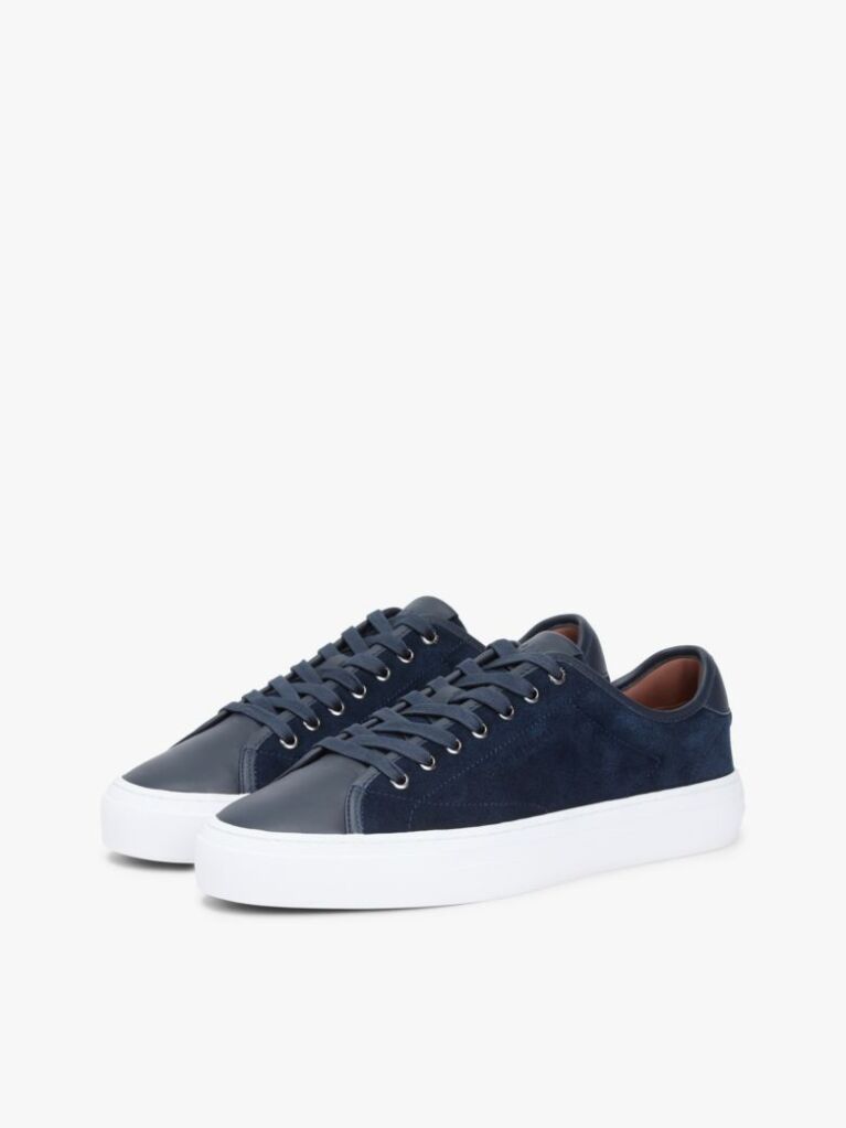 Μπλε Δερμάτινα Sneakers Με Μίξη Υφών  Άνδρες