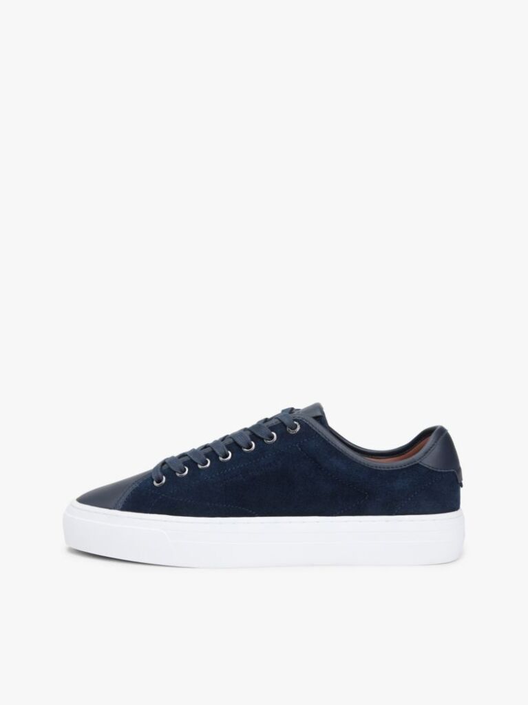 Μπλε Δερμάτινα Sneakers Με Μίξη Υφών  Άνδρες