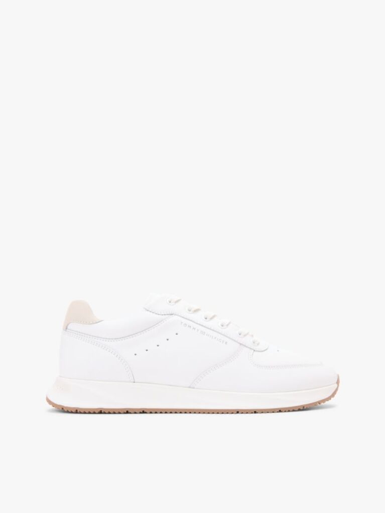 Άσπρο Δερμάτινα Sneakers Με Ανάγλυφο Λογότυπο  Άνδρες