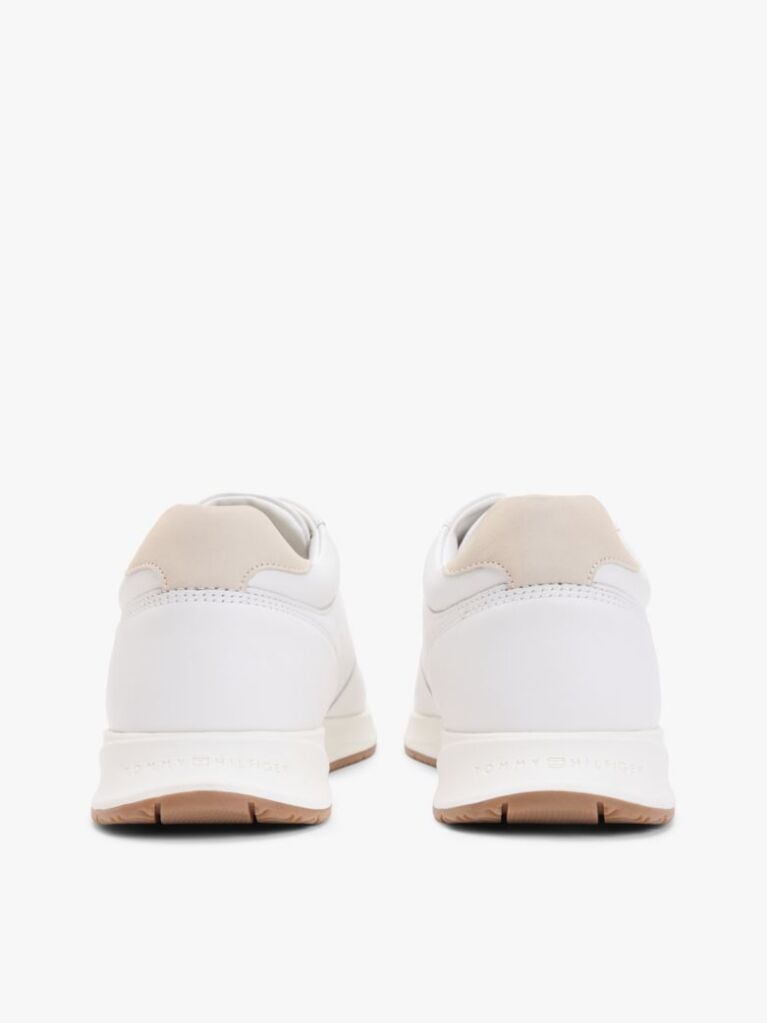 Άσπρο Δερμάτινα Sneakers Με Ανάγλυφο Λογότυπο  Άνδρες