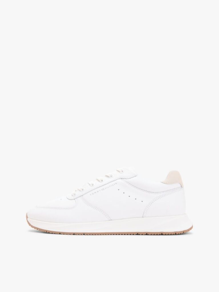 Άσπρο Δερμάτινα Sneakers Με Ανάγλυφο Λογότυπο  Άνδρες