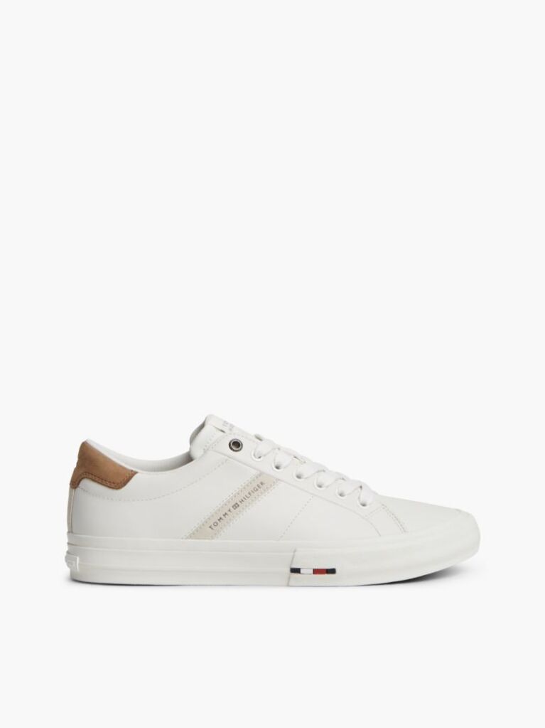 Μπεζ Δερμάτινα Sneakers Με Πίσω Λεπτομέρεια Σε Αντίθεση  Άνδρες