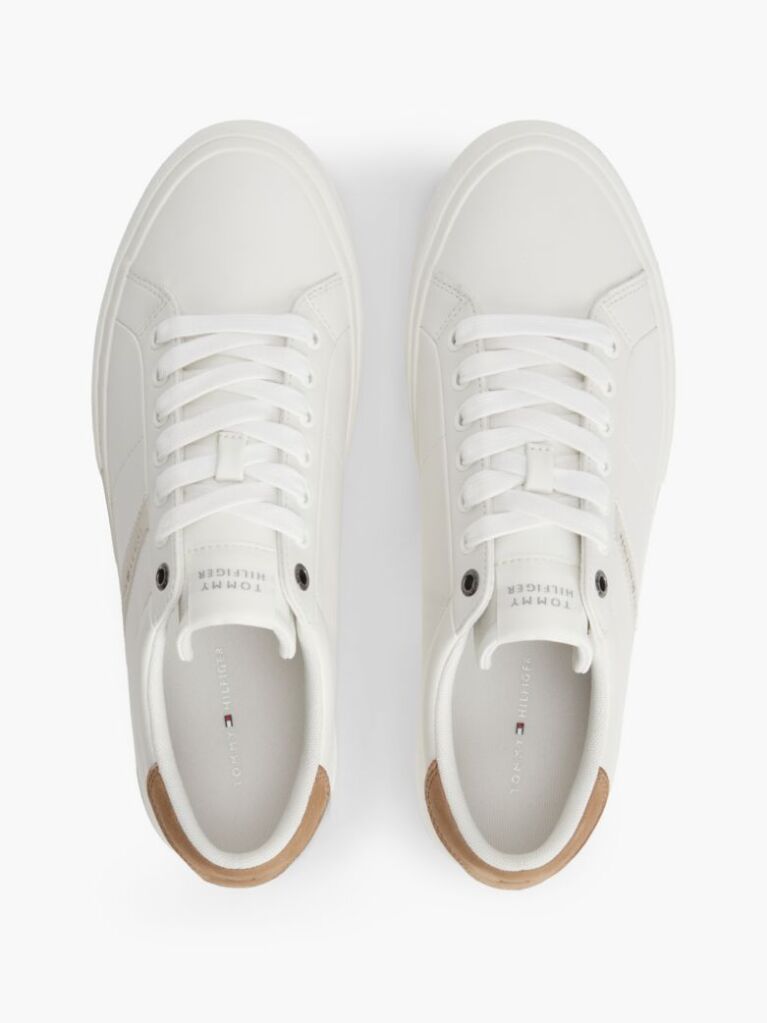 Μπεζ Δερμάτινα Sneakers Με Πίσω Λεπτομέρεια Σε Αντίθεση  Άνδρες