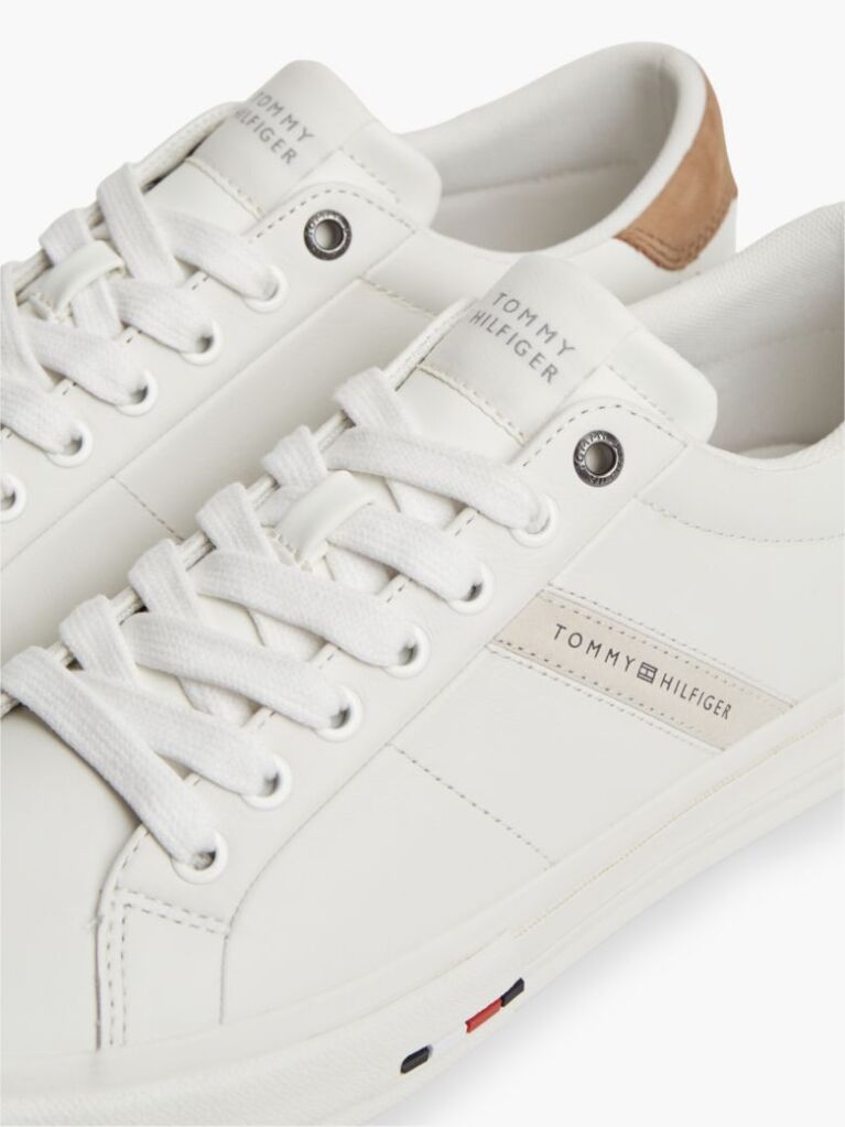 Μπεζ Δερμάτινα Sneakers Με Πίσω Λεπτομέρεια Σε Αντίθεση  Άνδρες