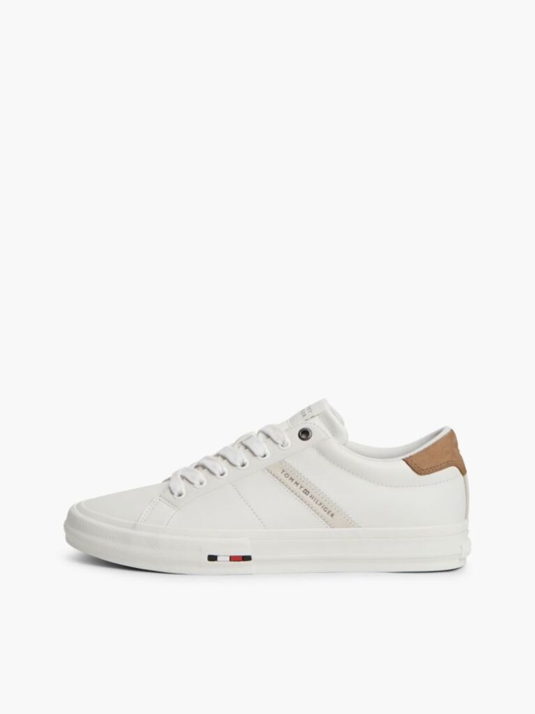 Μπεζ Δερμάτινα Sneakers Με Πίσω Λεπτομέρεια Σε Αντίθεση  Άνδρες