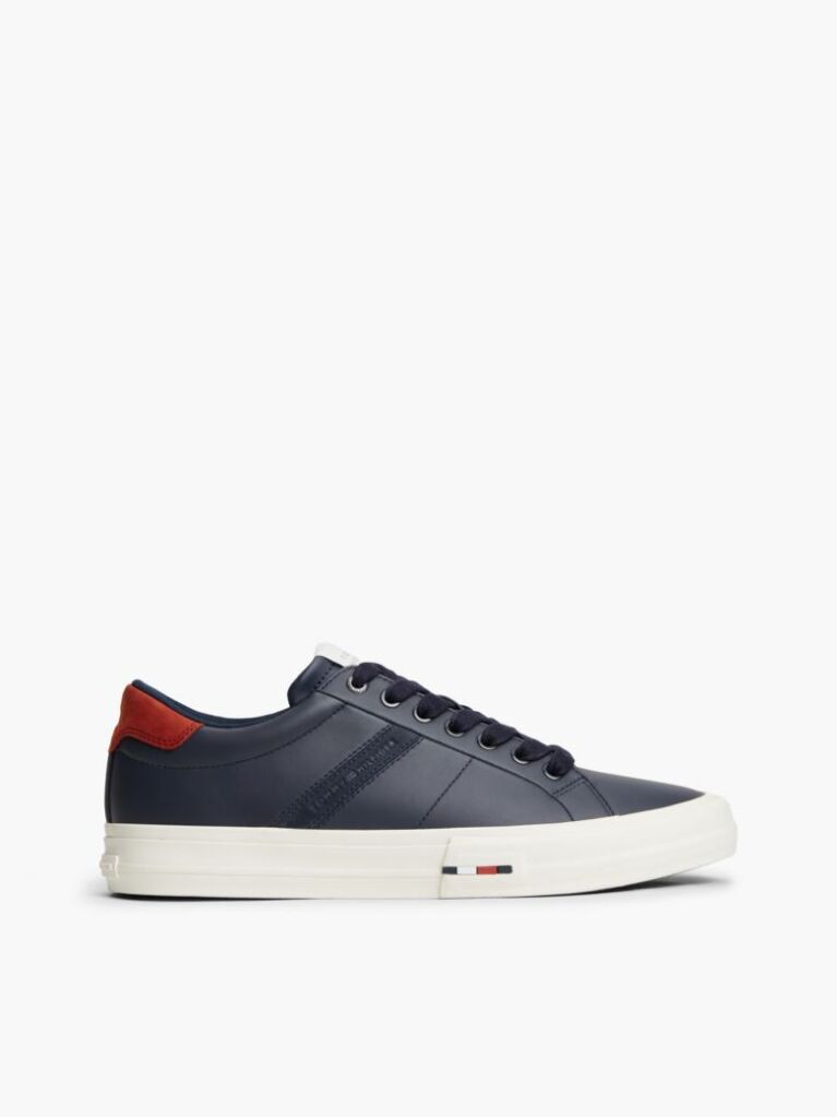 Μπλε Δερμάτινα Sneakers Με Πίσω Λεπτομέρεια Σε Αντίθεση  Άνδρες