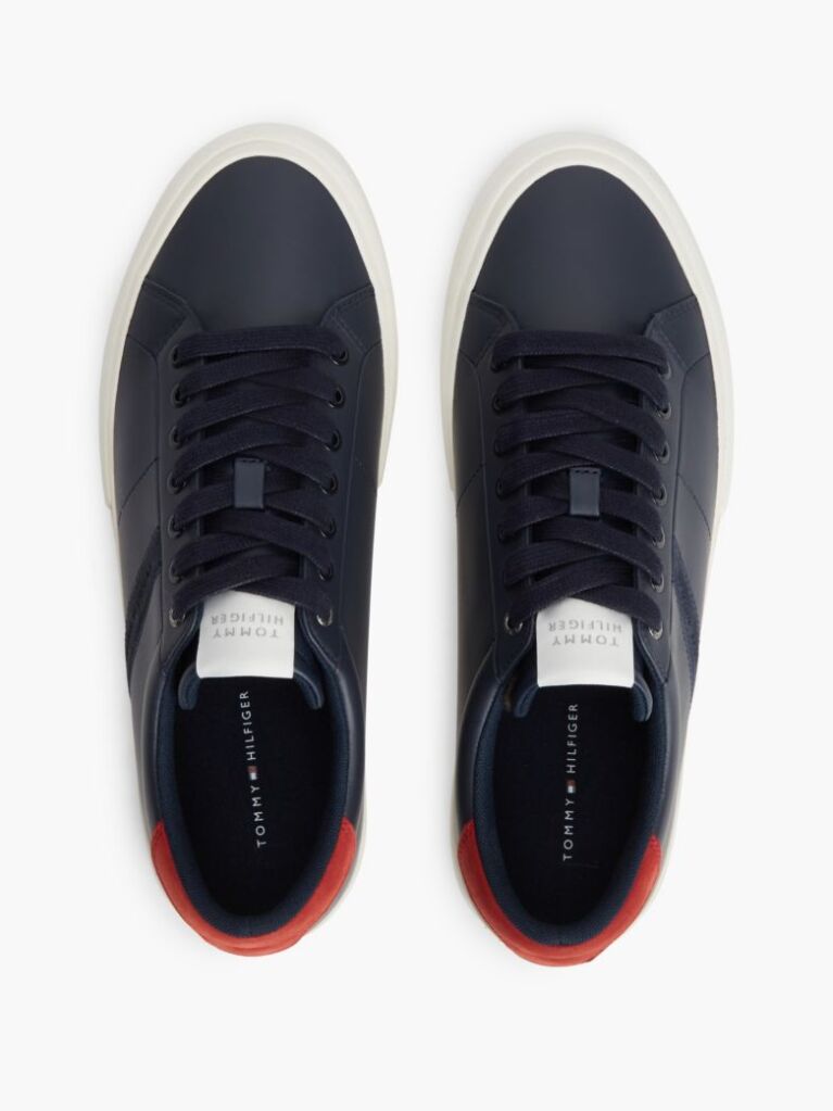 Μπλε Δερμάτινα Sneakers Με Πίσω Λεπτομέρεια Σε Αντίθεση  Άνδρες