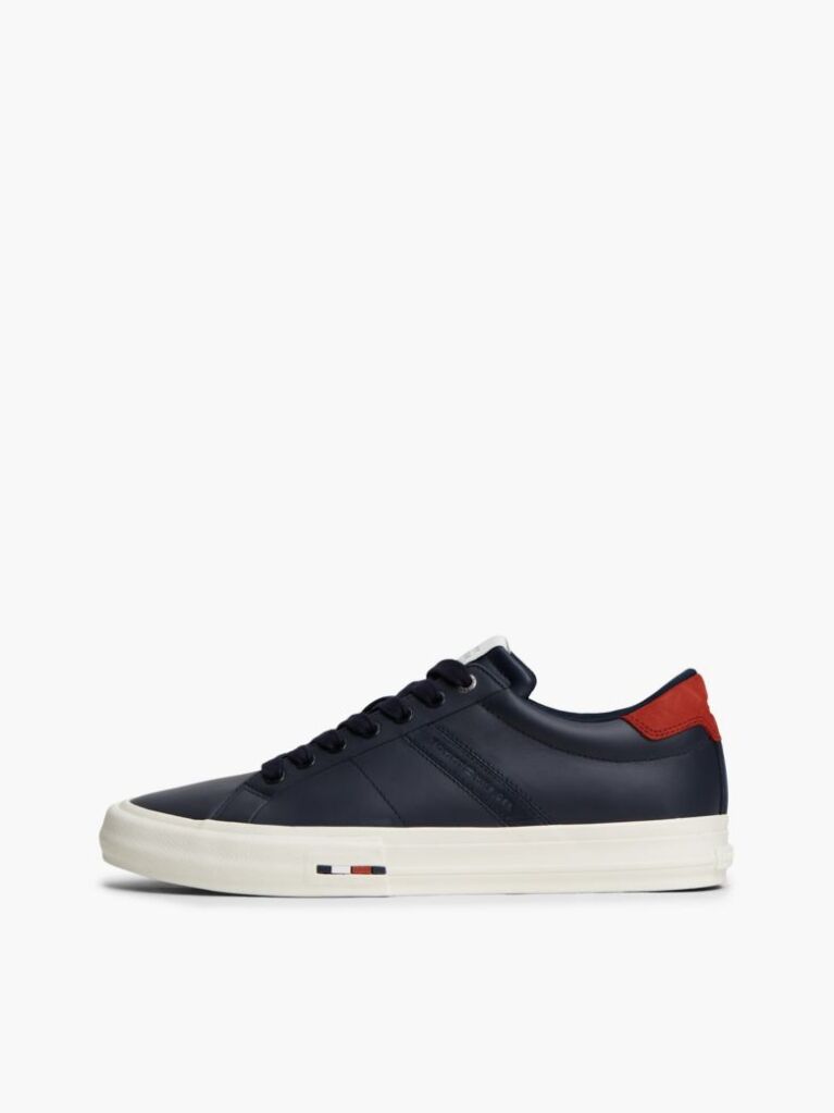Μπλε Δερμάτινα Sneakers Με Πίσω Λεπτομέρεια Σε Αντίθεση  Άνδρες