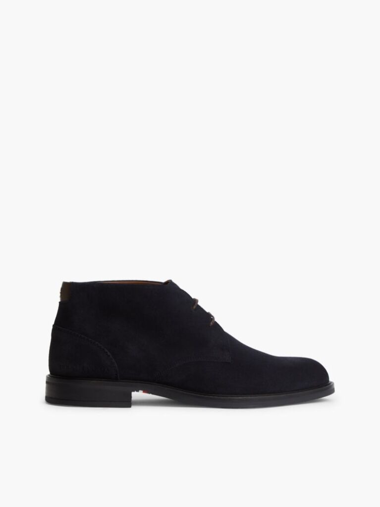 Blue Suede Lace-Up Ankle Boots  Men