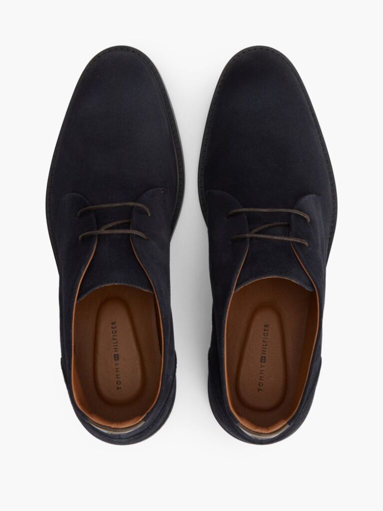 Blue Suede Lace-Up Ankle Boots  Men