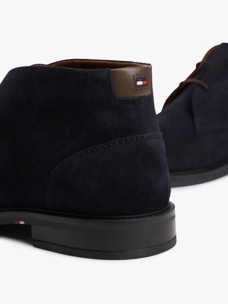 Blue Suede Lace-Up Ankle Boots  Men