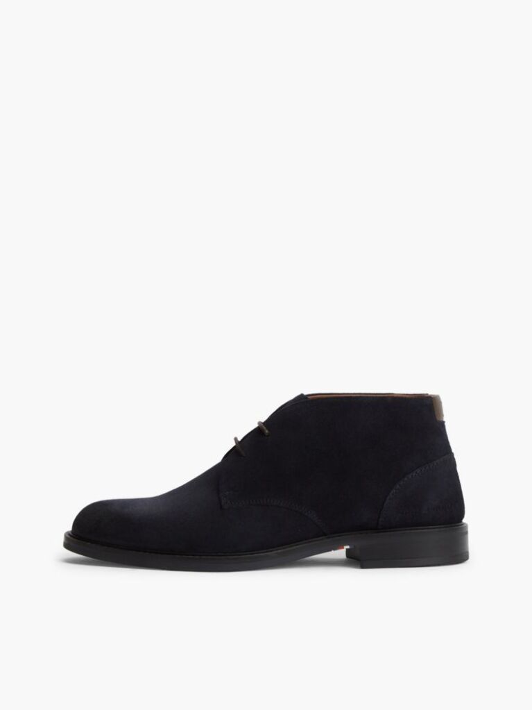 Blue Suede Lace-Up Ankle Boots  Men